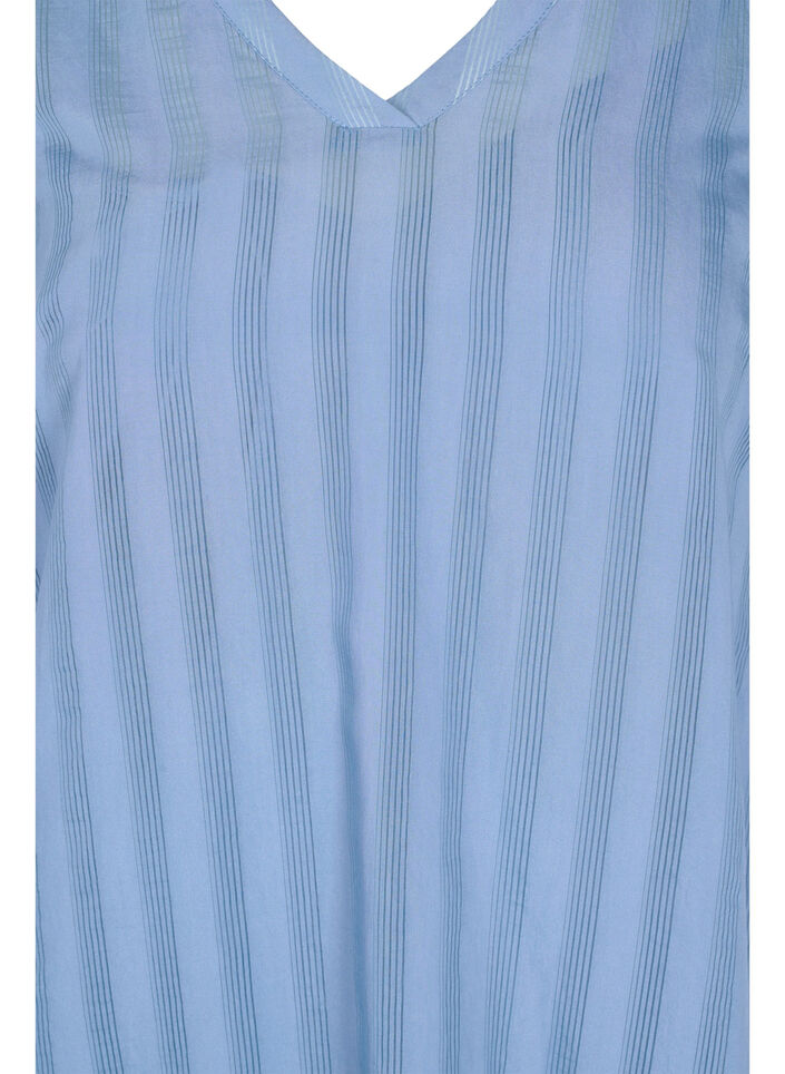 Viskosekjole med 3/4-ermer og V-hals, Coronet Blue, Packshot image number 2