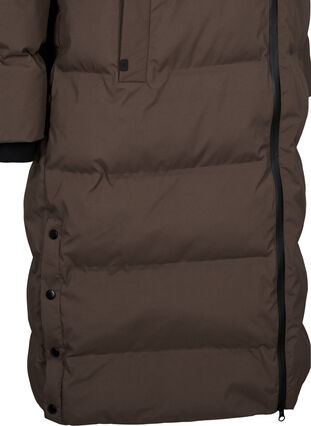 Zizzi Lang vinterkåpe med hette, Brun, Packshot image number 3