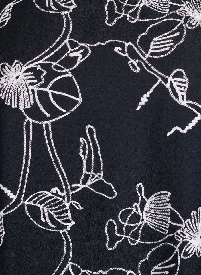 Kort A-formet kjole med brodert mønster, Svart, Packshot image number 2