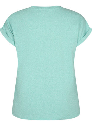 Melert T-skjorte med korte ermer, Turquoise Mél, Packshot image number 1