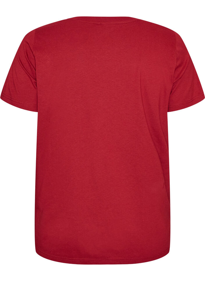 Jule-T-skjorte i &oslash;kologisk bomull, R&oslash;d, Packshot image number 1