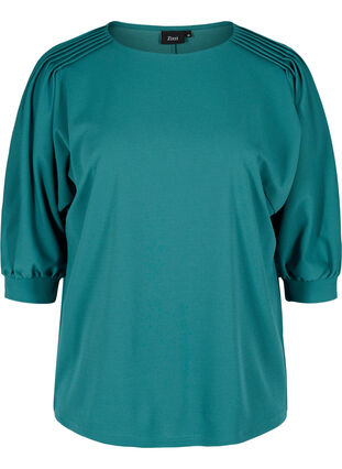 Bluse med 3/4-ermer og plisséfolder, Pacific, Packshot image number 0
