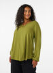 Viskosebluse med V-hals og lange ermer, Gr&oslash;nn, Model image number 0