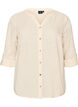 Bomullsbluse med V-hals, Vanilje, Packshot image number 0