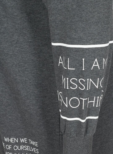 Langermet kjole med trykk, Dark Grey Melange, Packshot image number 3