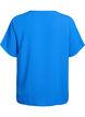 Kortermet bluse med rund hals, Blå, Packshot image number 1