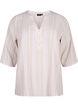 Stripete bluse i lin- og viskoseblandet kvalitet, Beige, Packshot image number 0