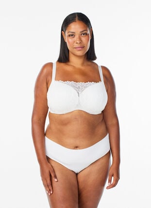 Zizzi Formpresset bøyle-BH med blonder detaljer, Hvit, Model image number 1