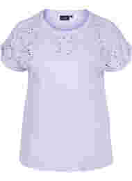 Løs T-skjorte med broderi anglaise, Lavender