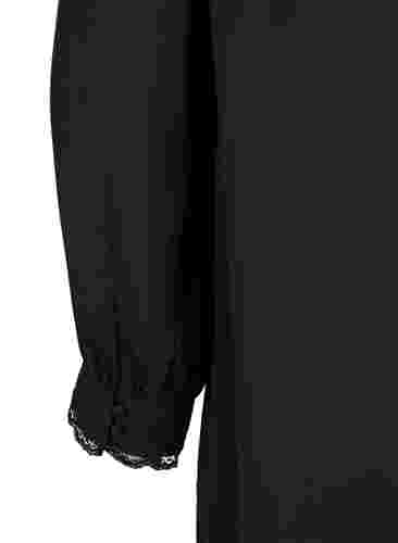 Tunika med volangekrage og lange ermer, Black, Packshot image number 3