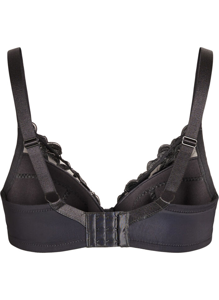 Vattert BH med bøyle og broderi, Svart, Packshot image number 1