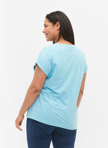 Melert T-skjorte med korte ermer, Blue Atoll Mél, Model image number 1