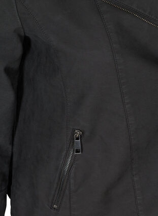 Kort jakke i imitert semsket skinn, Black, Packshot image number 3