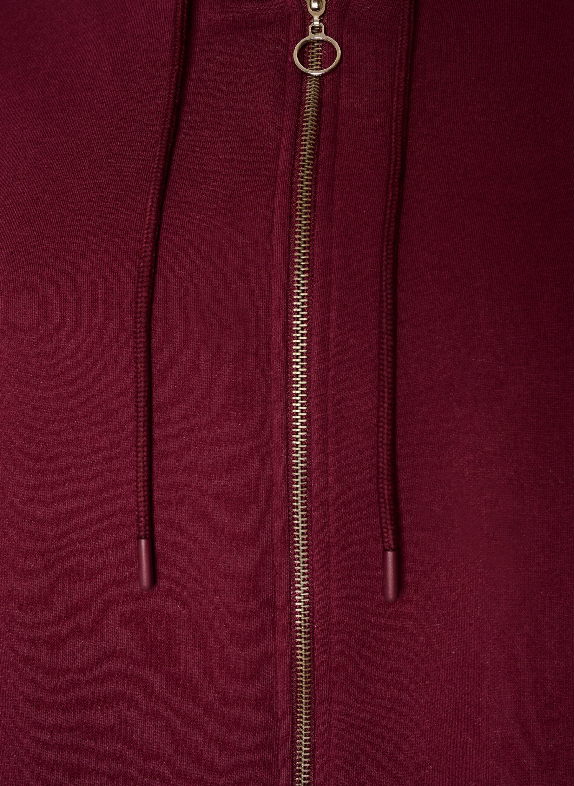 ZizziLang hettegenser-cardigan med glidel&aring;s, R&oslash;d, Packshot image number 2