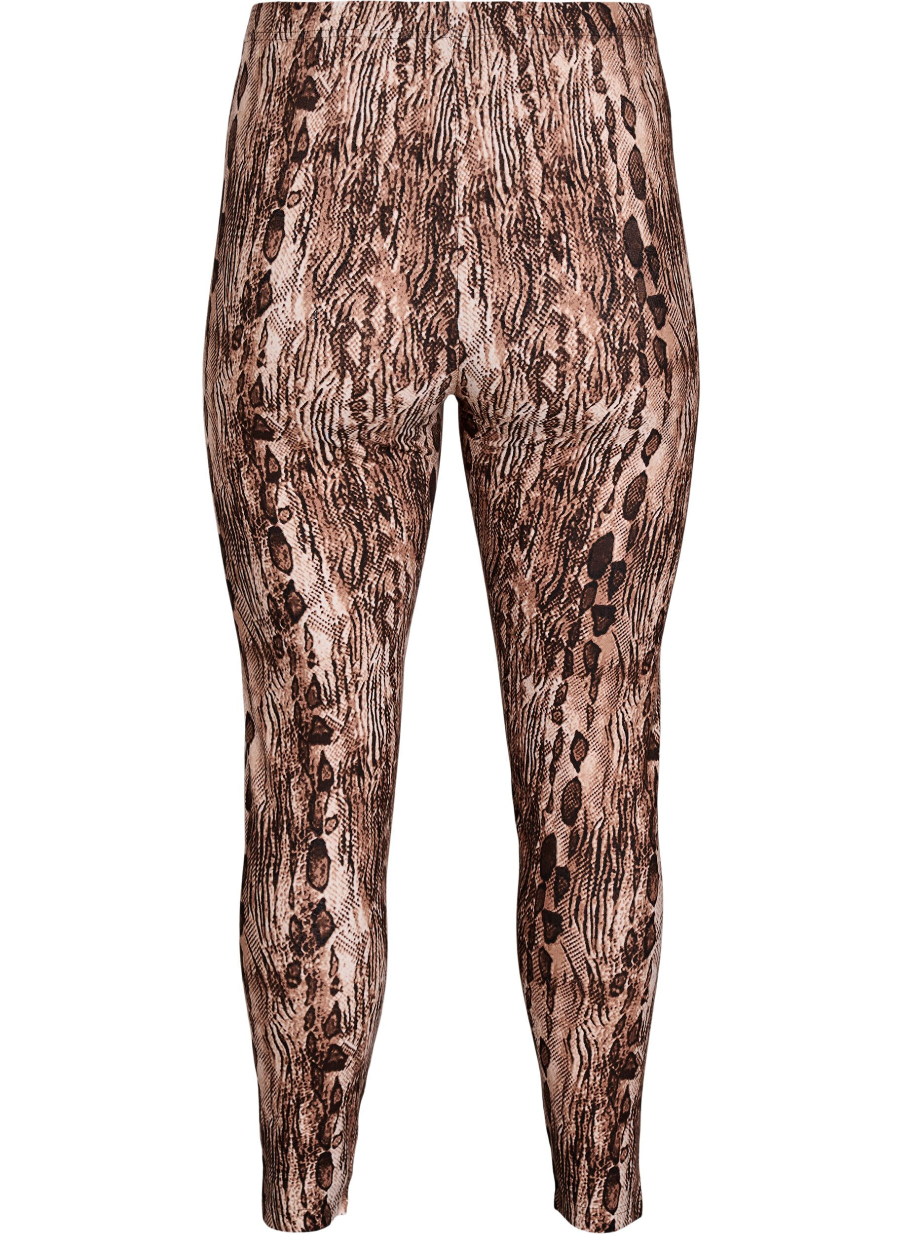 Zizzi Viskoseleggings med sebratrykk, Brun, Packshot image number 1