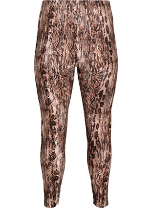Zizzi Viskose leggings med print, Brun, Packshot image number 1
