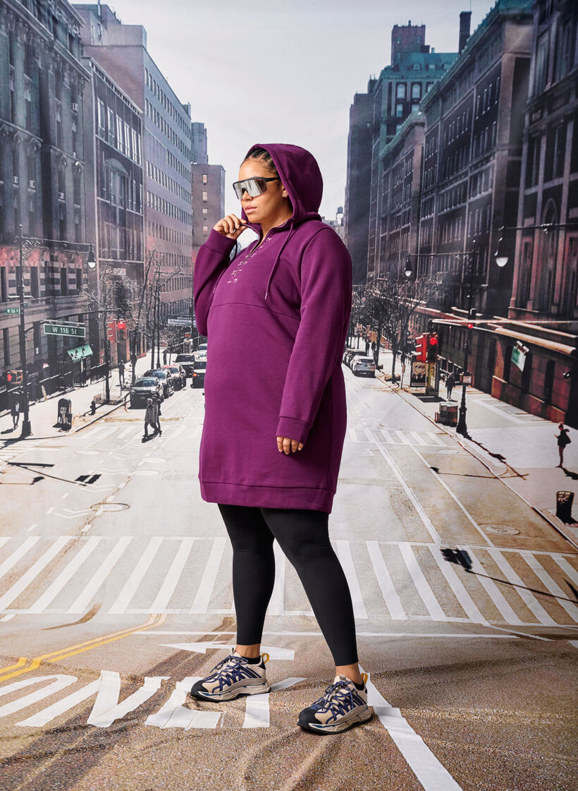 Sporty genserkjole med hette, Pickled Beet/SilverP, Image image number 0