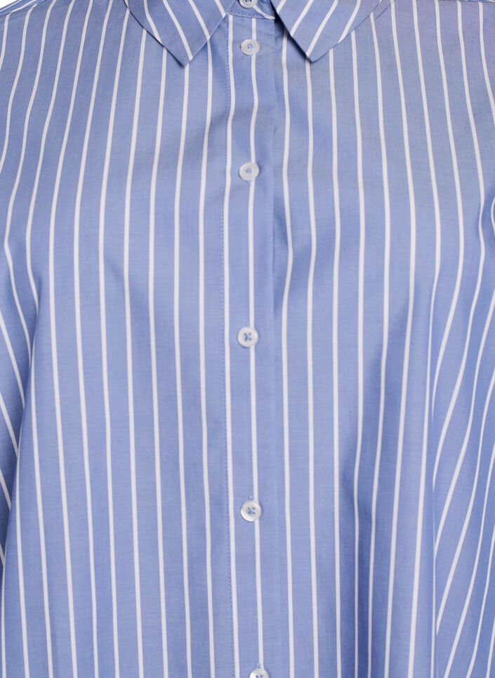 Stripete skjorte med kontrastmansjetter, Blue w. White Stripe, Packshot