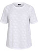 Kortermet bluse med rosemønstret tekstur, Hvit, Packshot image number 0