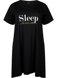 Kortærmet nattkjole i økologisk bomull, Black Sleep