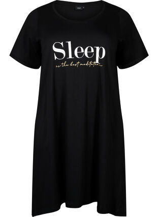 Kortærmet nattkjole i økologisk bomull, Black Sleep, Packshot image number 0