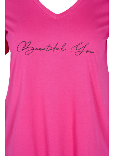 Kortermet T-skjorte i bomull med trykk, Magenta Beautiful, Packshot image number 2
