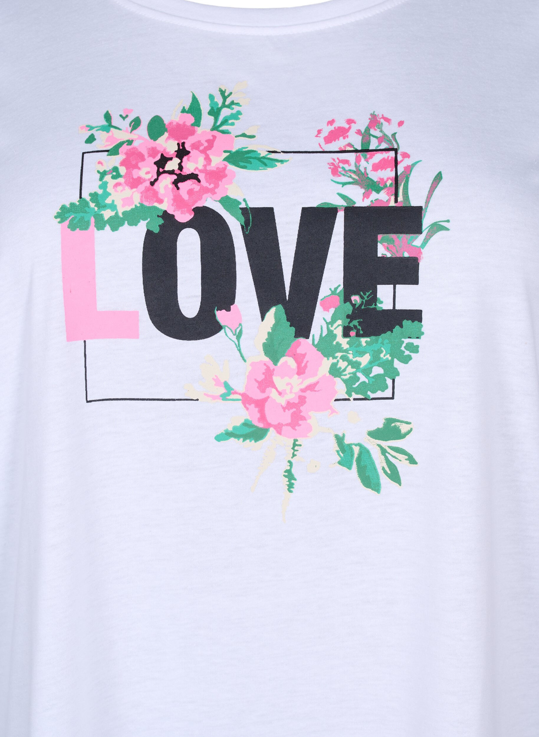 Zizzi FLASH - T-skjorte med motiv, Bright White Love, Packshot image number 2
