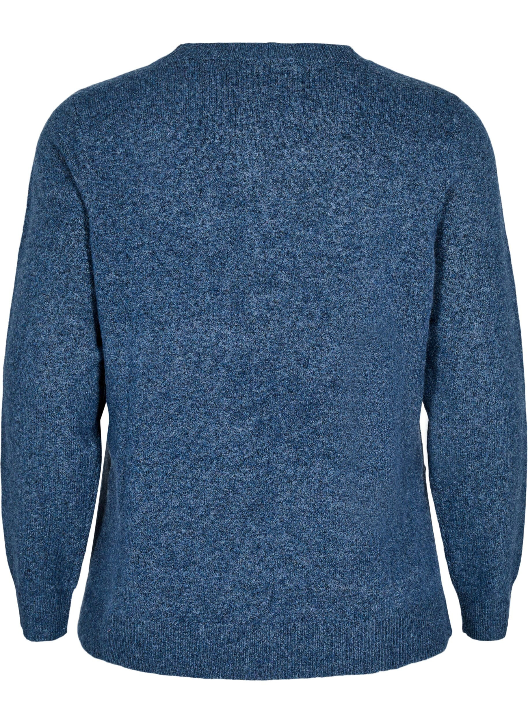 Zizzi Strikket topp med ull og splitter, Bering Sea Mel., Packshot image number 1