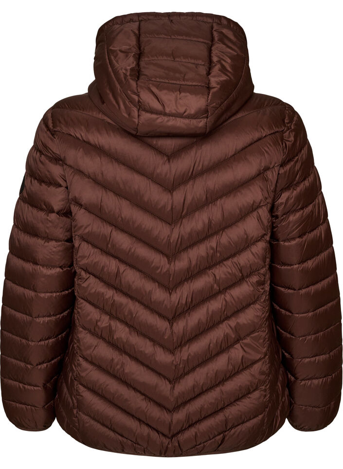 Lett jakke med hette, Brun, Packshot image number 1