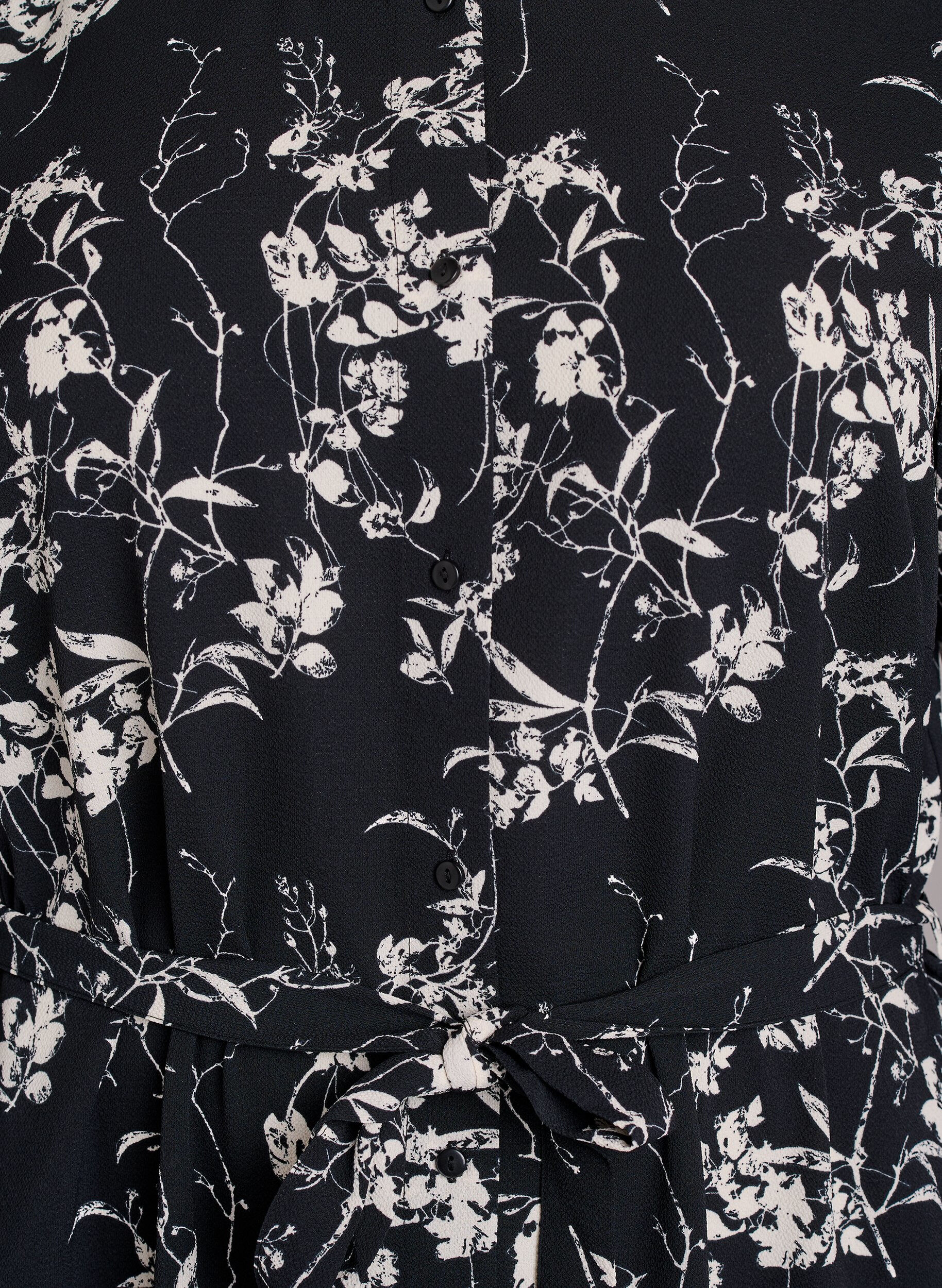 Zizzi Langermet skjortekjole med knytebelte, Svart, Packshot image number 2