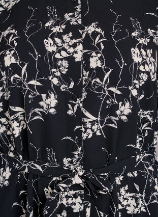 Zizzi Langermet skjortekjole med knytebelte, Svart, Packshot image number 2