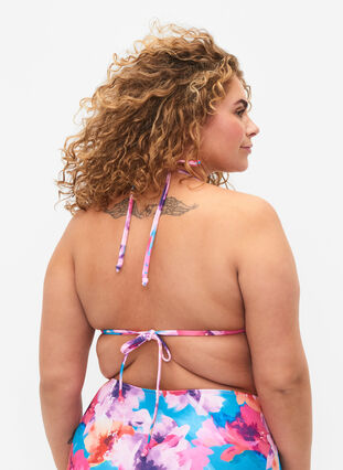 Trekantbikini med mønster , Pink Flower, Model image number 1