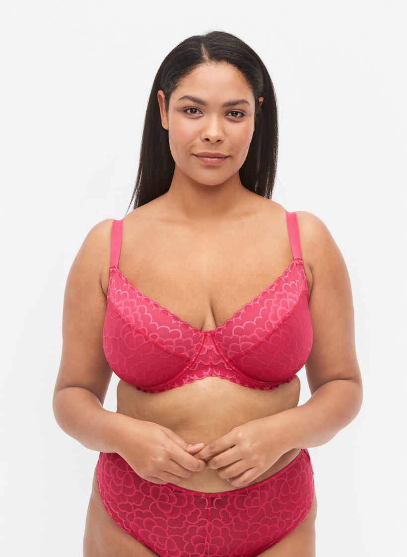 BH med bøyle og blonder, Rosa, Model image number 0