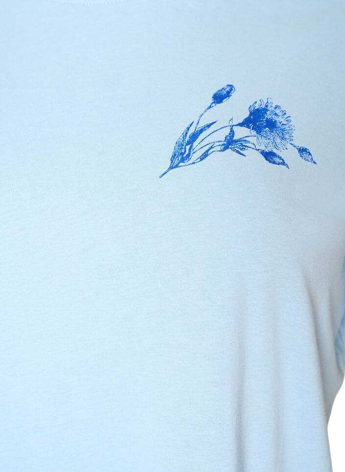 Bomulls-T-skjorte med trykk, Bl&aring;, Packshot image number 2