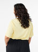 Vevet bluse med korte ermer og rund hals, Gul, Model image number 2
