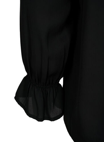 Langermet smockbluse, Black, Packshot image number 3