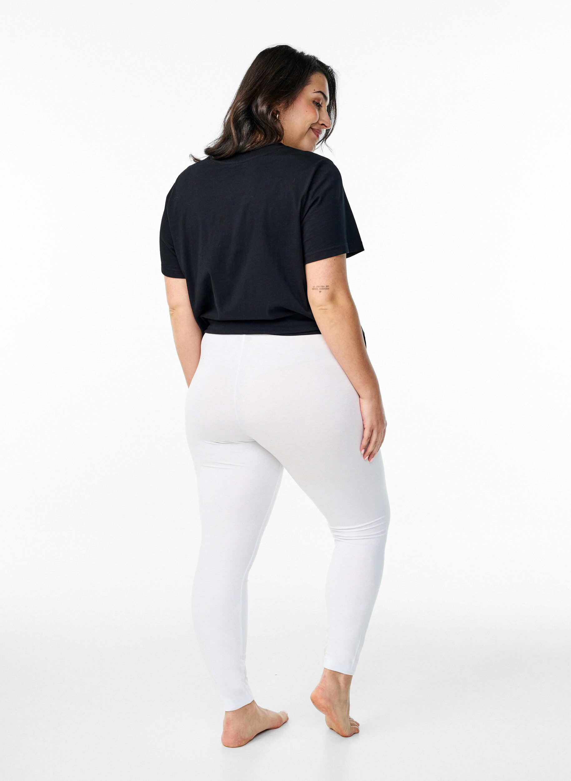 ZizziBasis leggings i viskose, Hvit, Model image number 2
