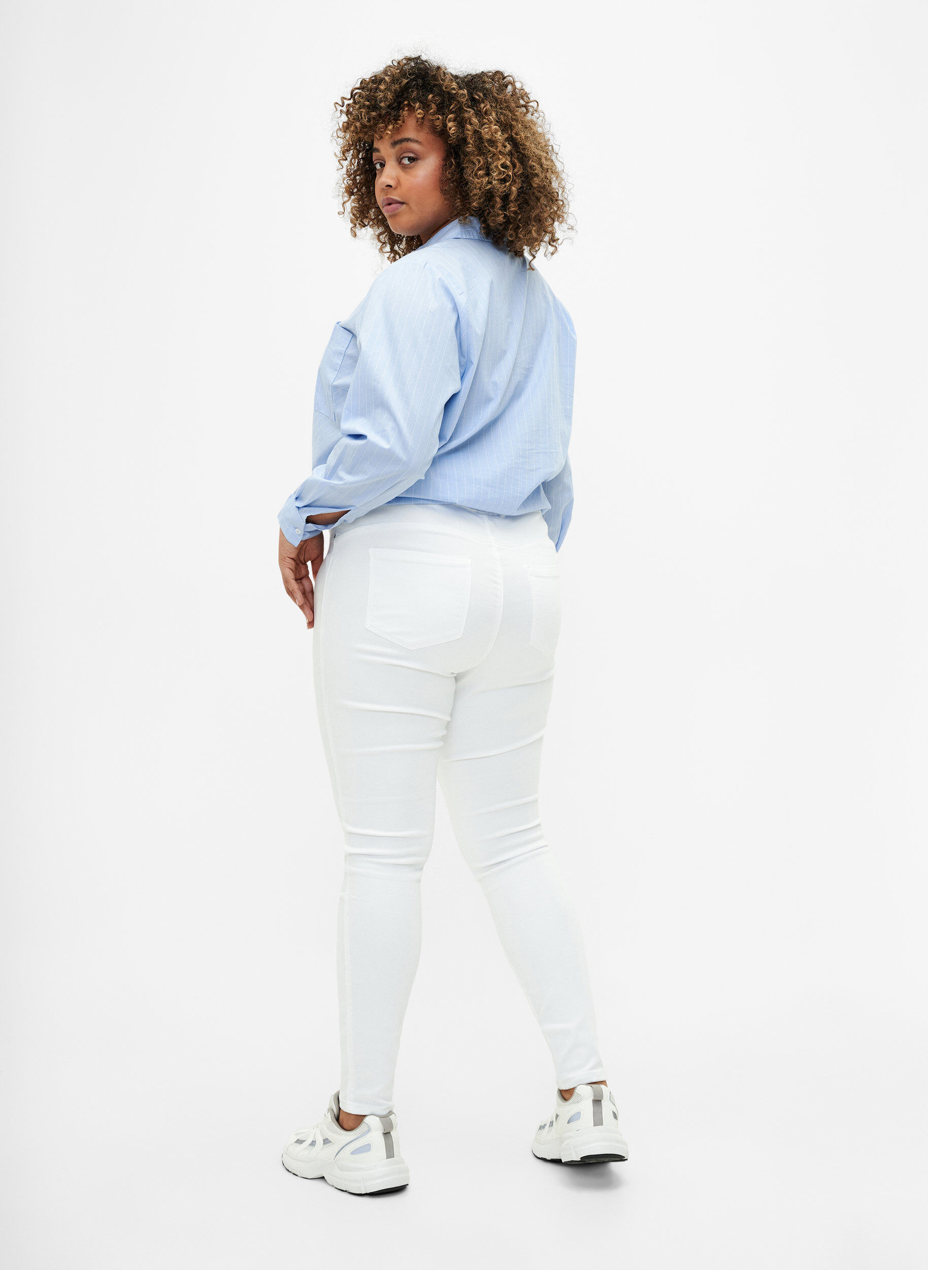 ZizziJeggings med h&oslash;y midje, Hvit, Model image number 1