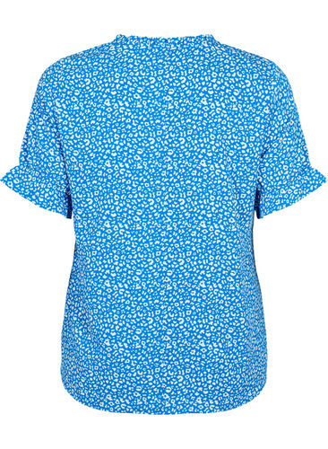 Kortærmet bluse med trykk (GRS), Blue Ditsy, Packshot image number 1