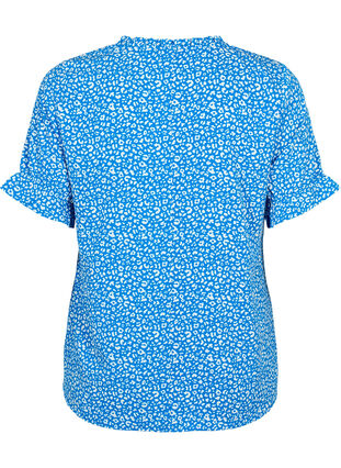 Kortermet bluse med print (GRS), Blue Ditsy, Packshot image number 1