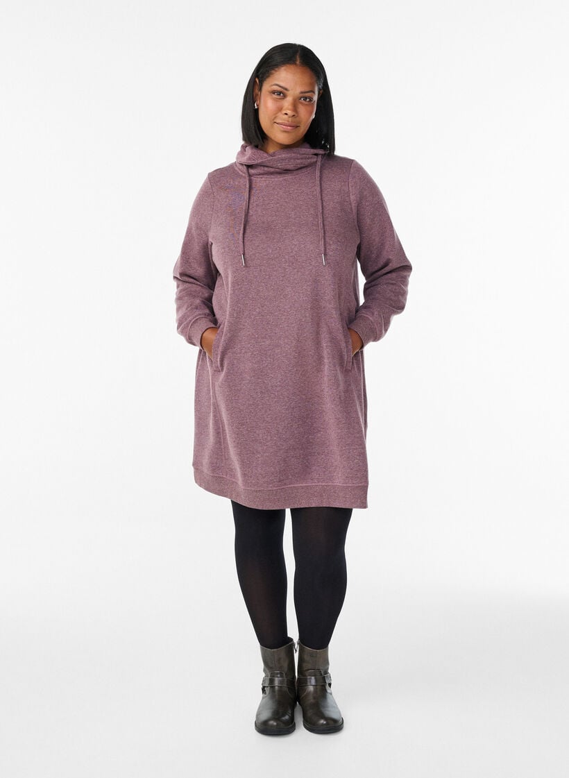Kort genserkjole med h&oslash;y hals og lommer, R&oslash;d, Model image number 1