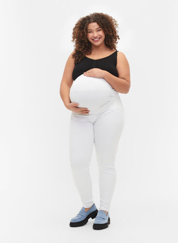 Jeggings til gravide i bomull, White, Model image number 0