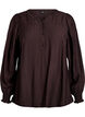 Viskosebluse med smock og rynkede detaljer, Brun, Packshot image number 0