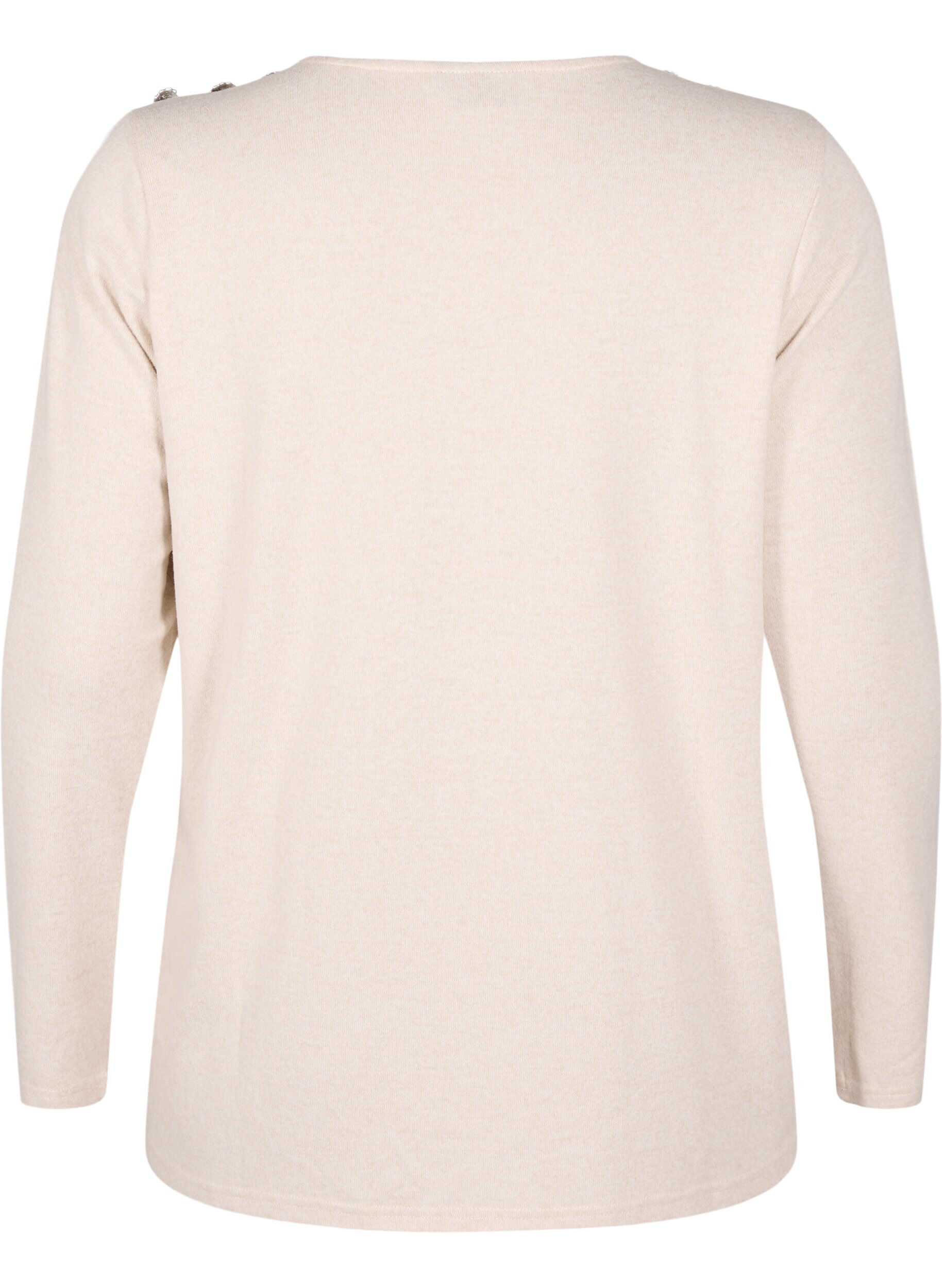 Zizzi Bluse med dekorative knapper, Beige, Packshot image number 1
