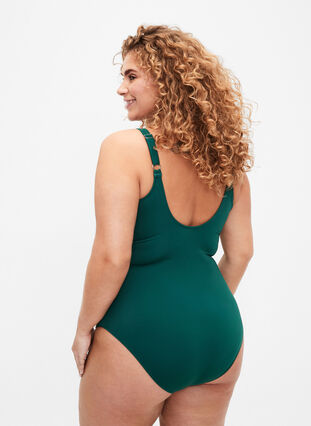 Zizzi Badedrakt med wrap, Grønn, Model image number 1