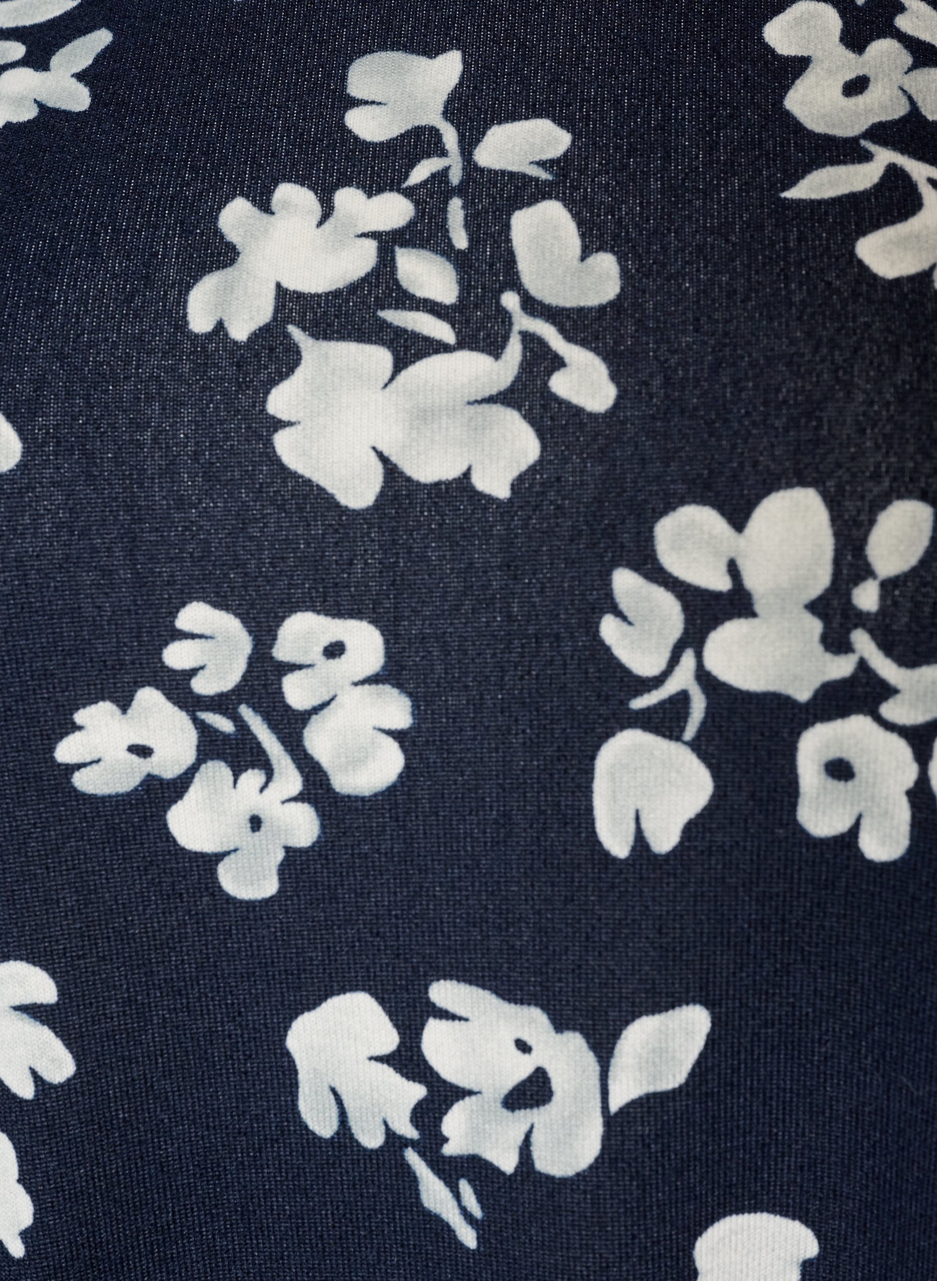 ZizziBlomstret bluse med lange ermer, Bl&aring;, Packshot image number 2