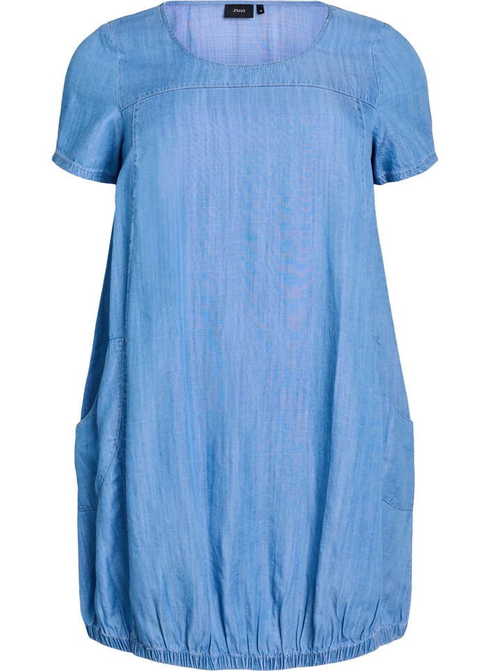 Kort kjole i lyocell-denim med ballong passform, Bl&aring;, Packshot image number 0