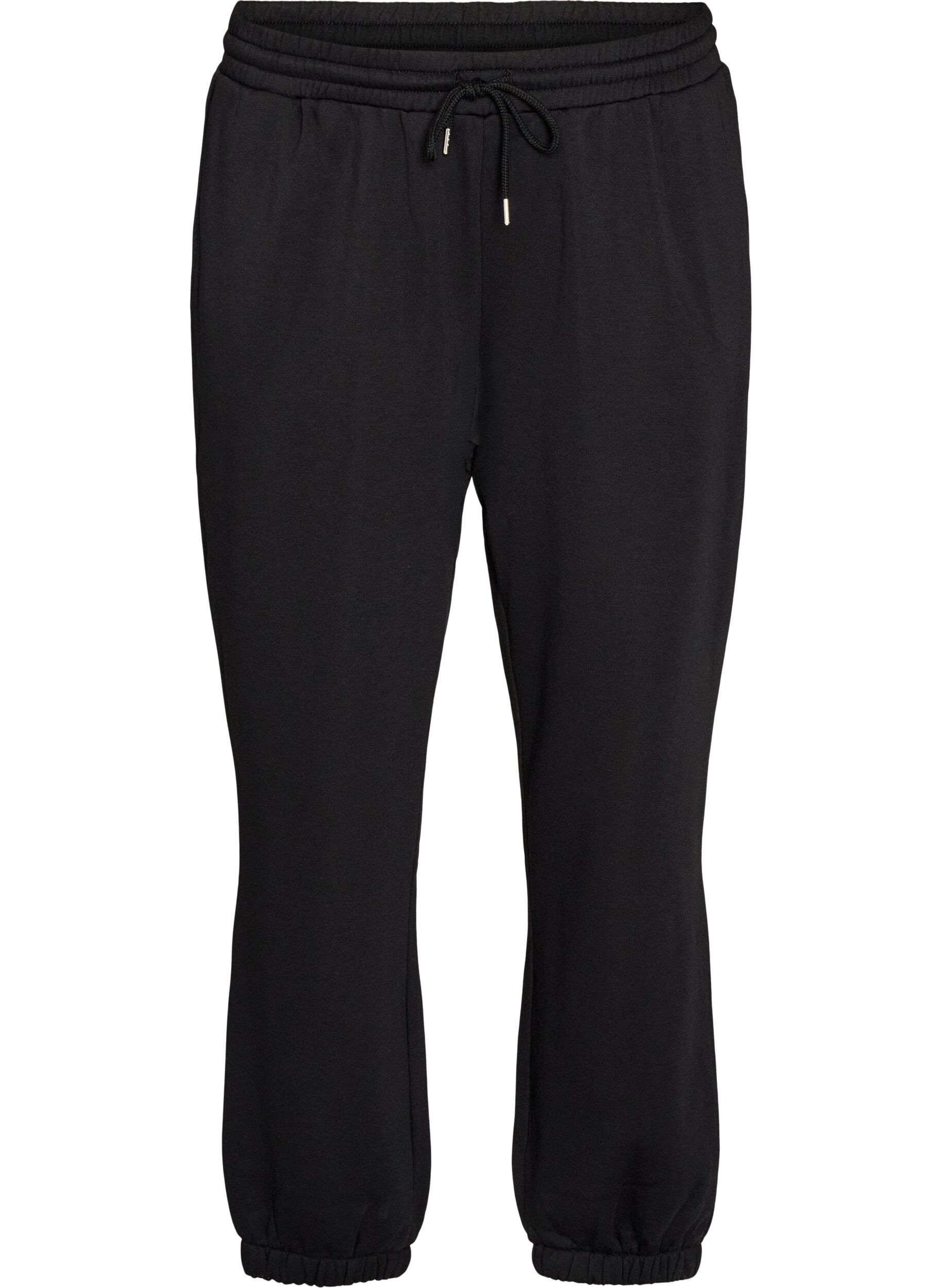 ZizziJoggebukser med h&oslash;y midje og sn&oslash;ring, Svart, Packshot image number 0