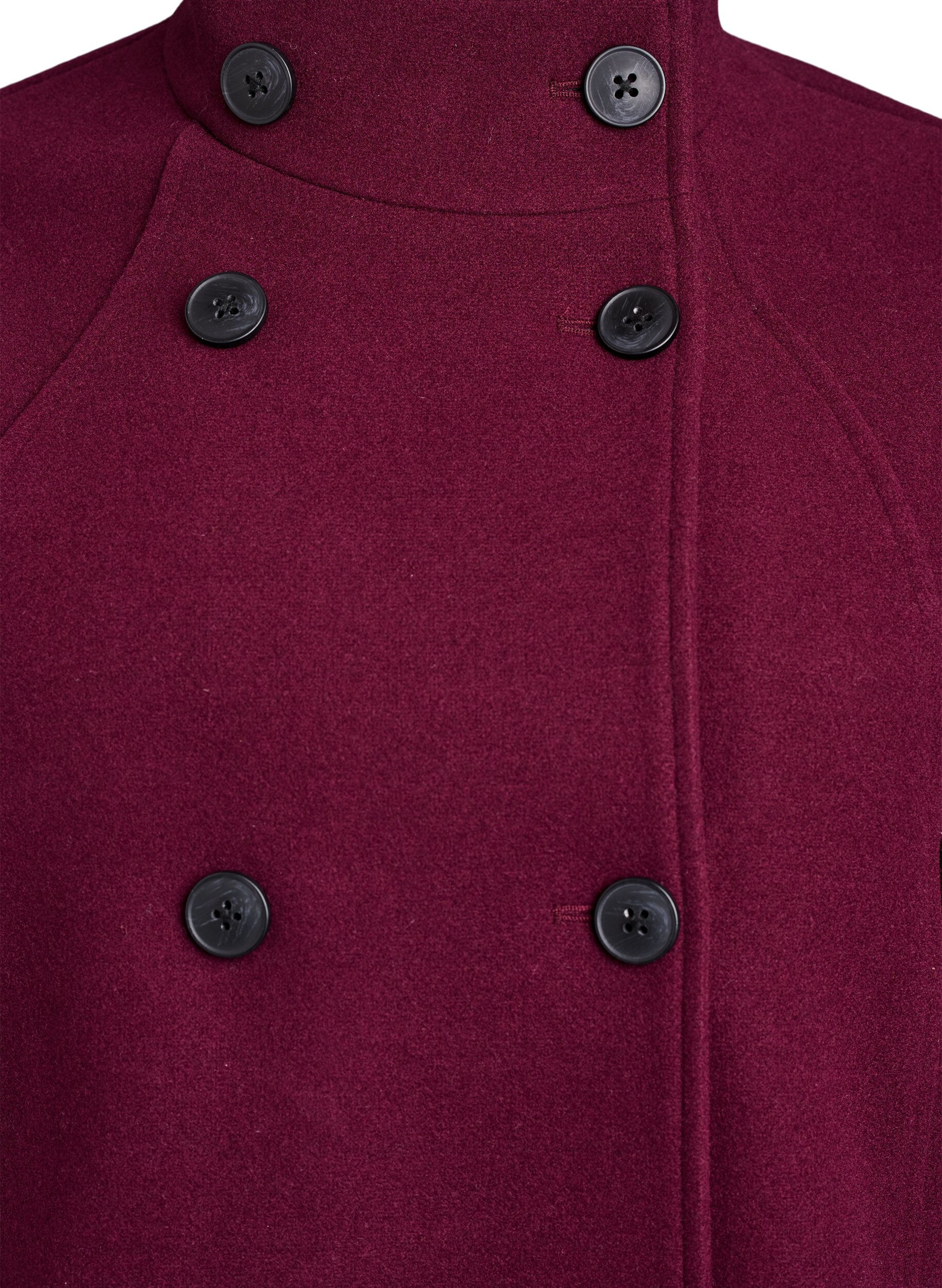 ZizziKort k&aring;pe med A-linjesnitt, M&oslash;rk Bordeaux, Packshot image number 2