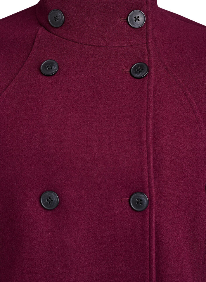 Kort k&aring;pe med A-linjesnitt, M&oslash;rk Bordeaux, Packshot image number 2